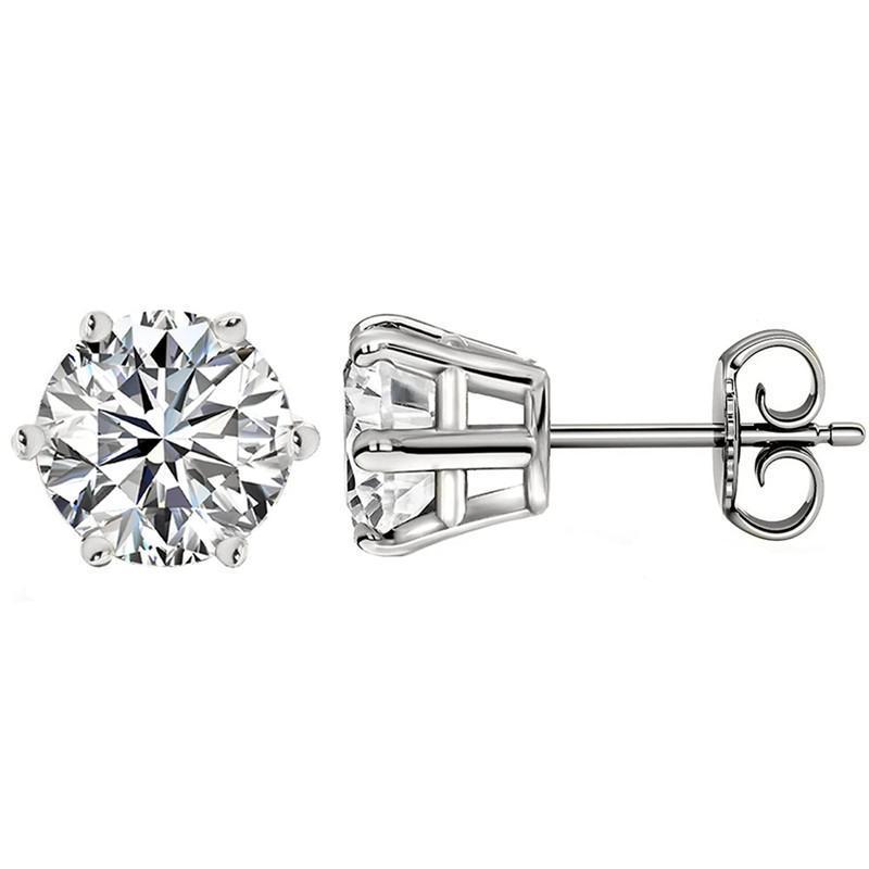 Round Cut Moissanite Diamond Stud Earrings