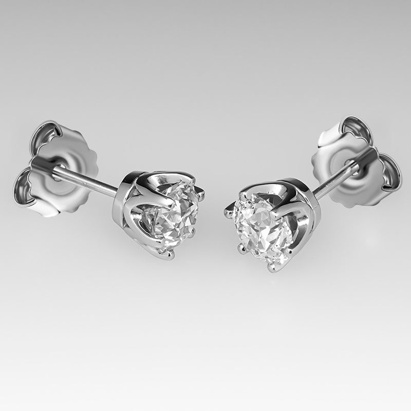 925 Sterling Silver Round Brilliant Cut Cubic Zirconia Stud Earrings