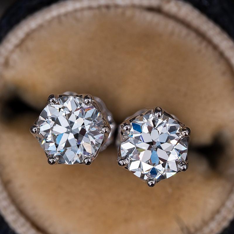 925 Sterling Silver Round Brilliant Cut Cubic Zirconia Stud Earrings