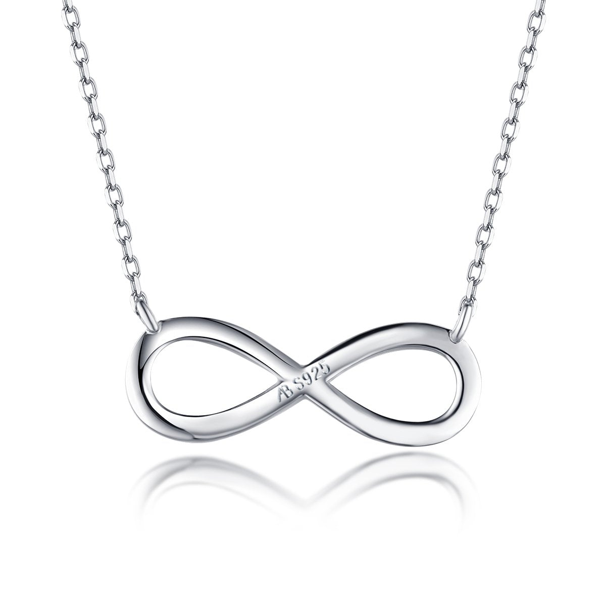 925 Sterling Silver Infinity Heart Love Created White Diamond Necklace