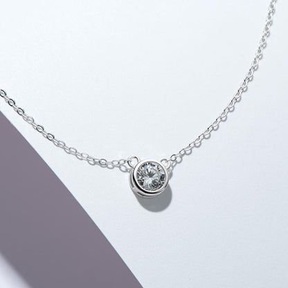 925 Sterling Silver Mouse Solitaire Round CZ Pendant Necklace