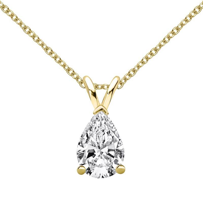 925 Sterling Silver Classic Pear Cut CZ Pendant Necklace