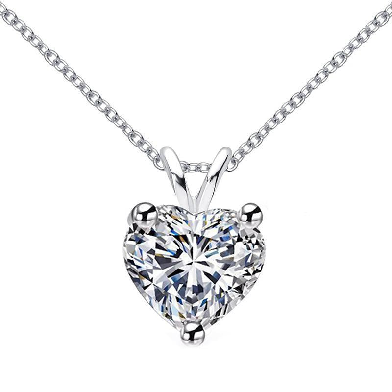 925 Sterling Silver Brilliant Heart Cut CZ Pendant Love Necklace