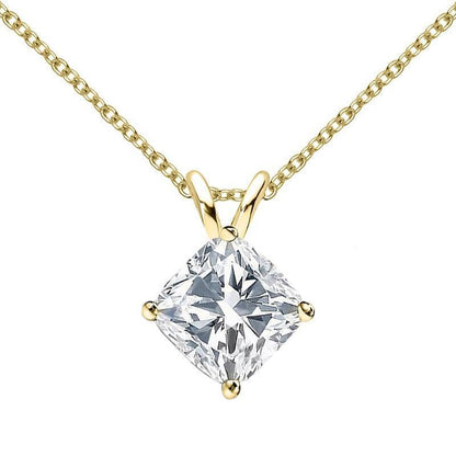 925 Sterling Silver Classic Brilliant Cushion Cut CZ Pendant Necklace