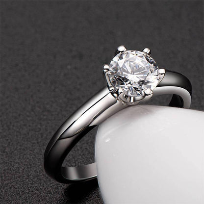 925 Sterling Silver Round Cut Solitaire Ring