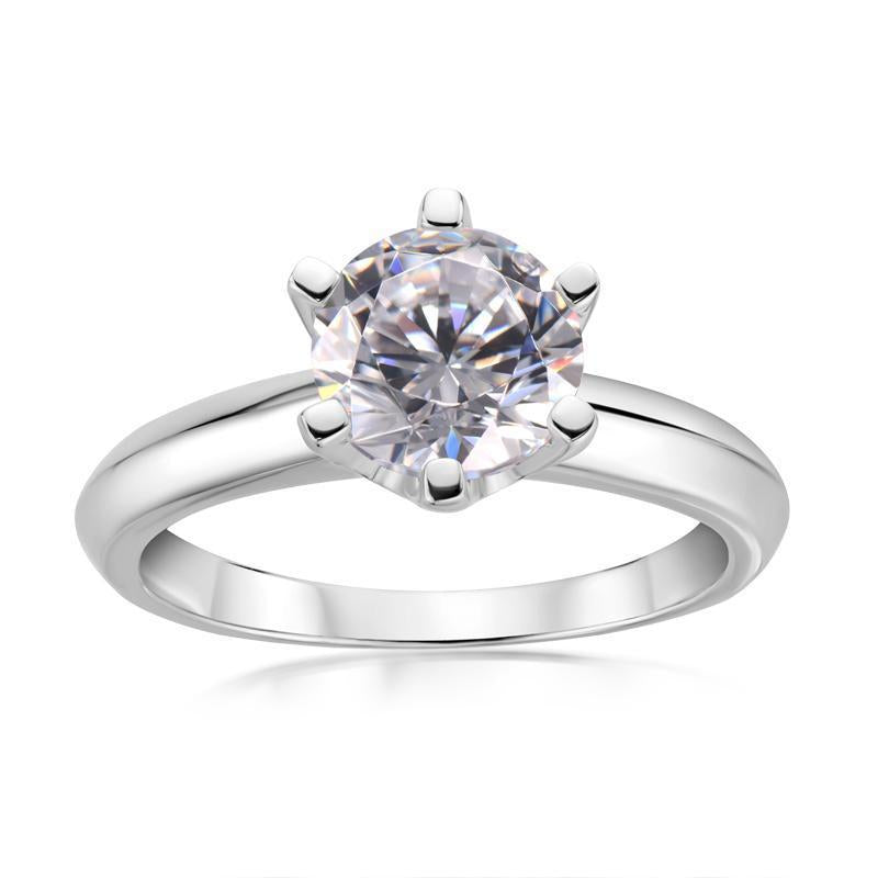 925 Sterling Silver Classic Six Prong Round CZ Solitaire Ring