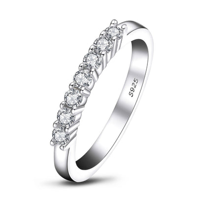 925 Sterling Silver Half Eternity Round CZ Band