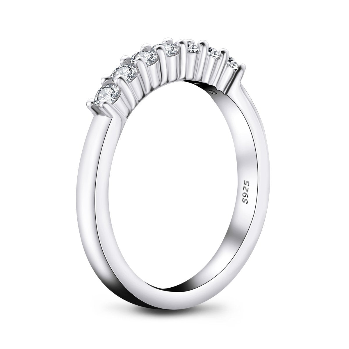 925 Sterling Silver Half Eternity Round CZ Band