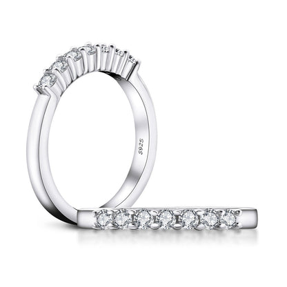 925 Sterling Silver Half Eternity Round CZ Band