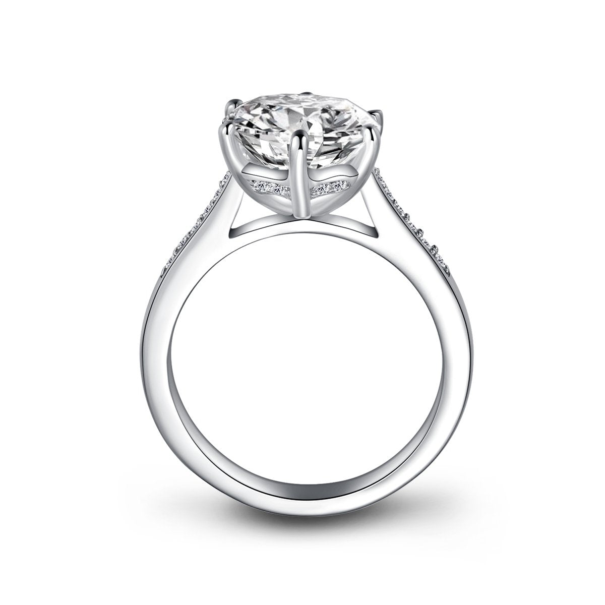 925 Sterling Silver Six Prong Round CZ Ring