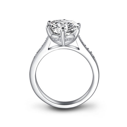 925 Sterling Silver Six Prong Round CZ Ring