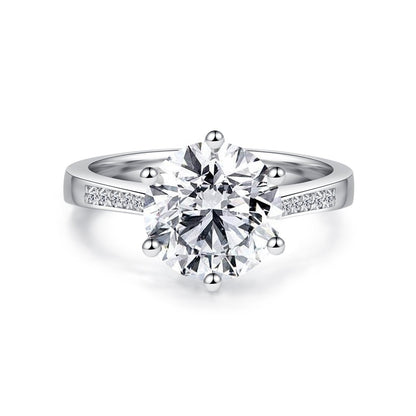 925 Sterling Silver Six Prong Round CZ Ring