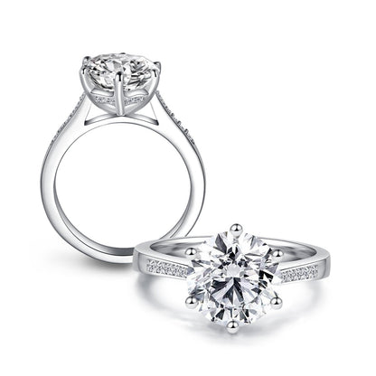 925 Sterling Silver Six Prong Round CZ Ring