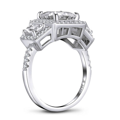 925 Sterling Silver Brilliant Princess Cut 3 Stone Ring