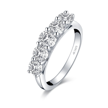 925 Sterling Silver Round Created White Diamond Band