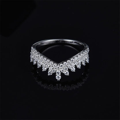 925 Sterling Silver High End Micro Inlaid CZ Tooth Lace Crown Band