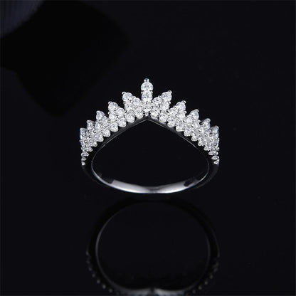 925 Sterling Silver High End Micro Inlaid CZ Tooth Lace Crown Band