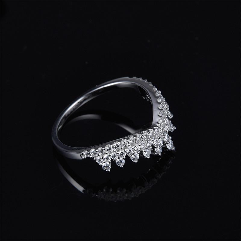 925 Sterling Silver High End Micro Inlaid CZ Tooth Lace Crown Band