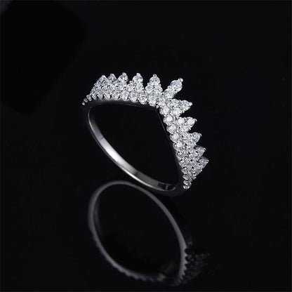 925 Sterling Silver High End Micro Inlaid CZ Tooth Lace Crown Band