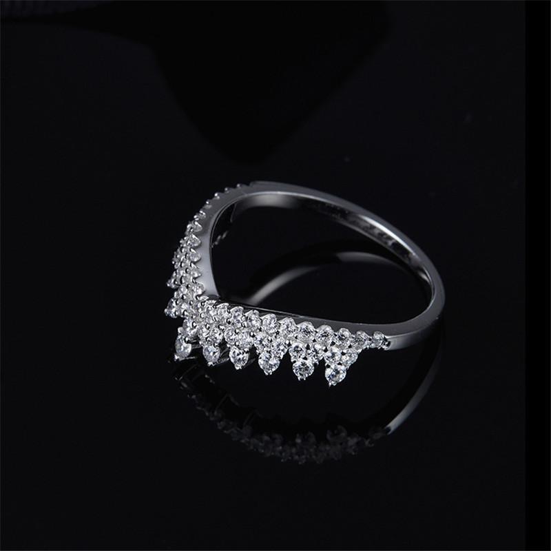 925 Sterling Silver High End Micro Inlaid CZ Tooth Lace Crown Band