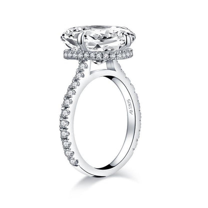 925 Sterling Silver Cushion Cut Halo Solitaire CZ Ring