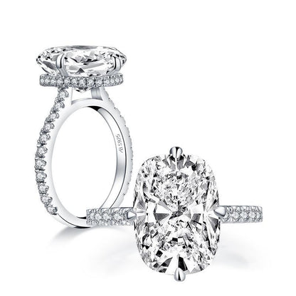 925 Sterling Silver Cushion Cut Hidden Halo CZ Ring