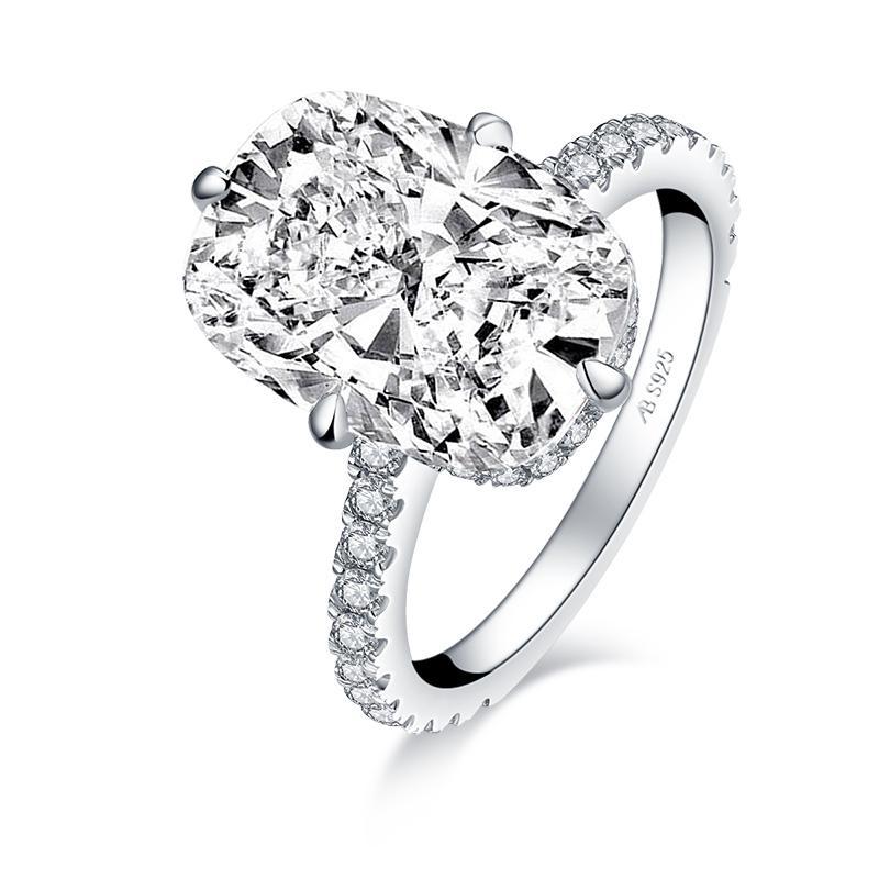 925 Sterling Silver Cushion Cut Halo Solitaire CZ Ring