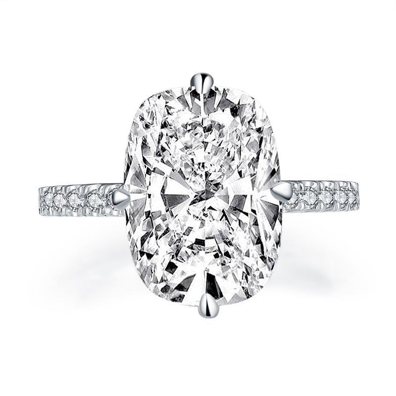 925 Sterling Silver Cushion Cut Hidden Halo CZ Ring