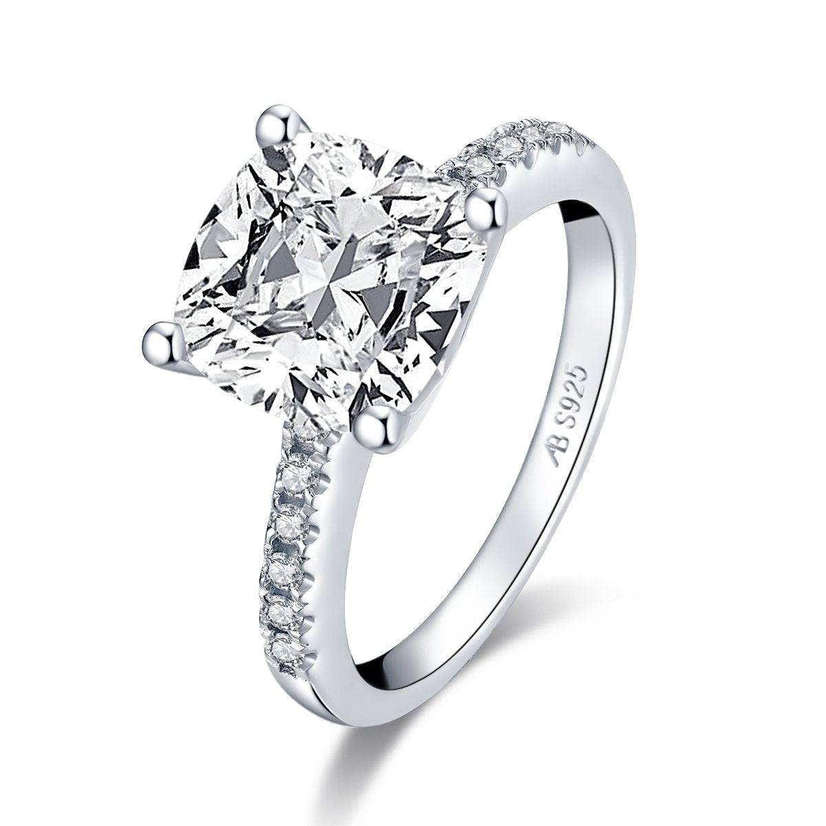 925 Sterling Silver Cushion Cut CZ Engagement Ring