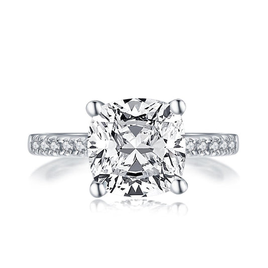 925 Sterling Silver Cushion Cut CZ Engagement Ring