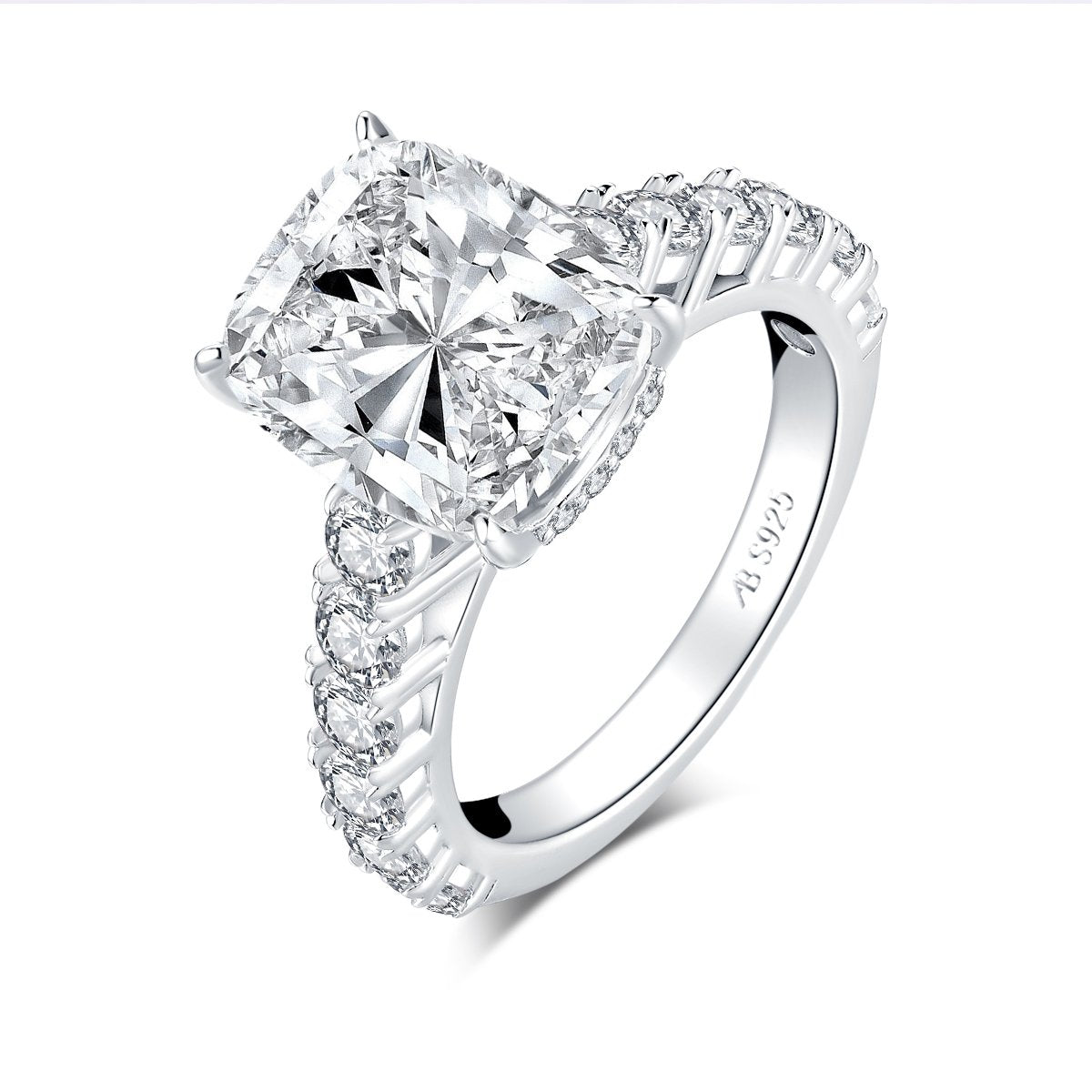 925 Sterling Silver Luxury Cushion CZ Ring