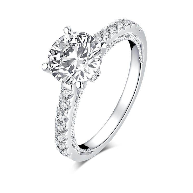 925 Sterling Silver  Vintage 2.0 CT Round Cut CZ Ring