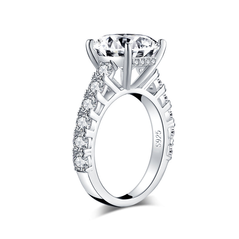 925 Sterling Silver Cushion Cut CZ  Semi Pave Ring