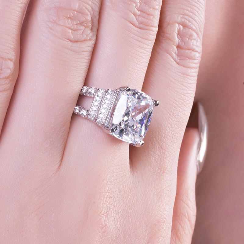 925 Sterling Silver Classic Square Cushion CZ Ring