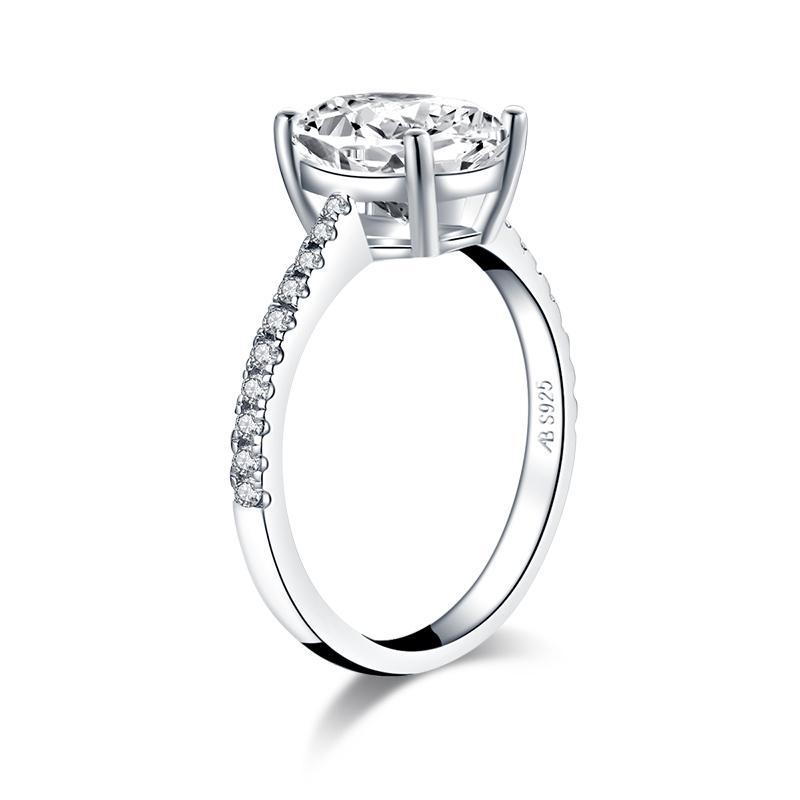 925 Sterling Silver Oval created white diamond ring