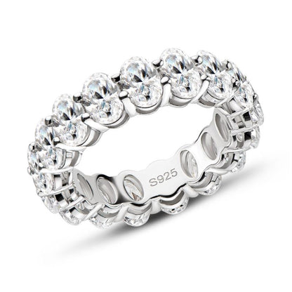 925 Sterling Silver Oval CZ Full Eternity Band