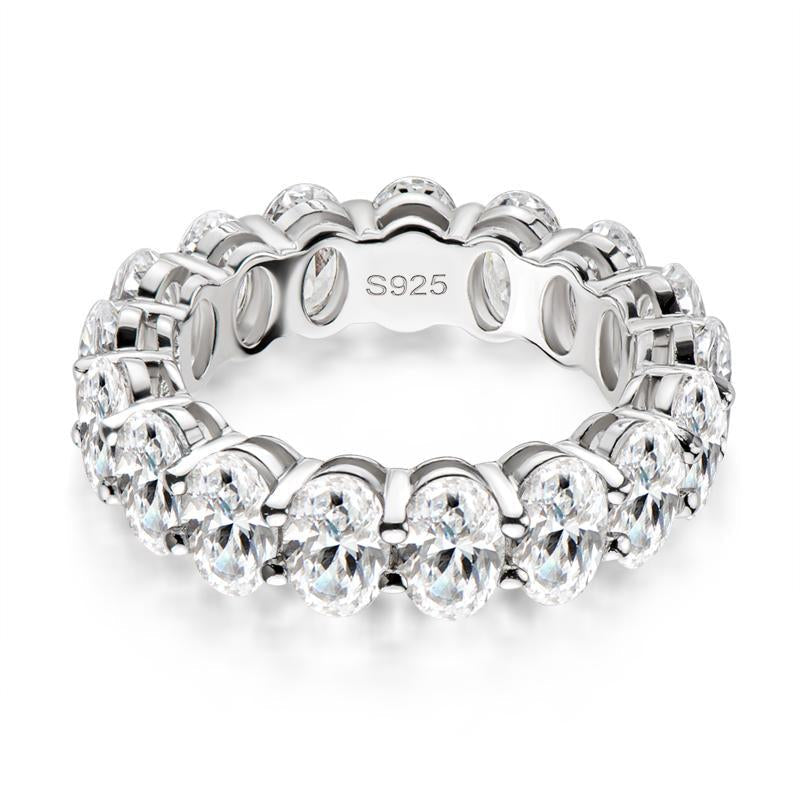 925 Sterling Silver Oval CZ Full Eternity Band