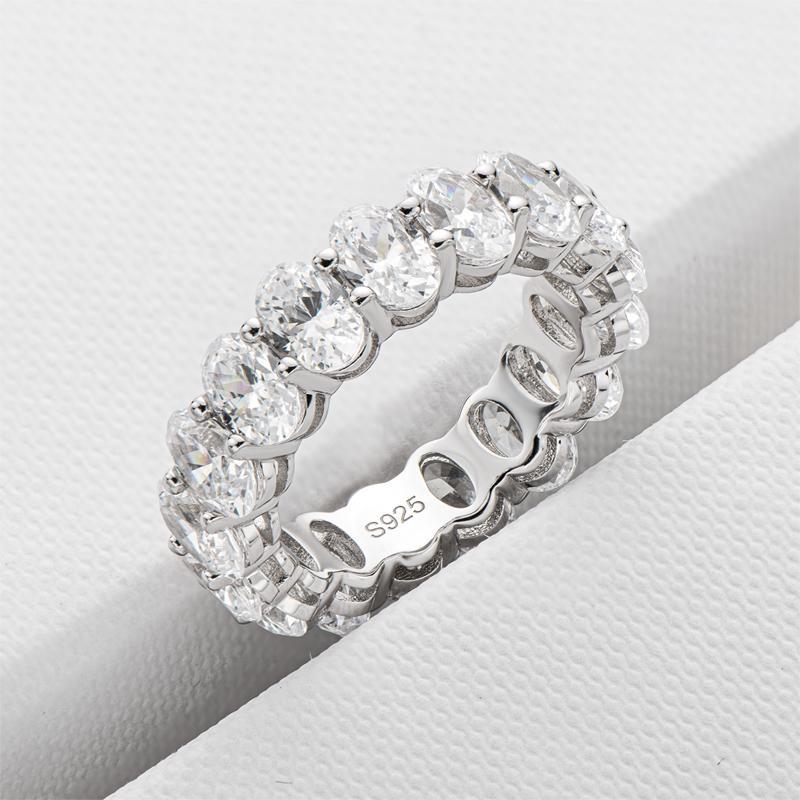 925 Sterling Silver Oval CZ Full Eternity Band