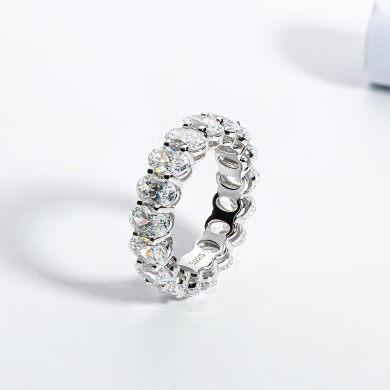 925 Sterling Silver Oval CZ Full Eternity Band