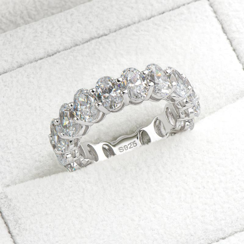 925 Sterling Silver Oval CZ Full Eternity Band