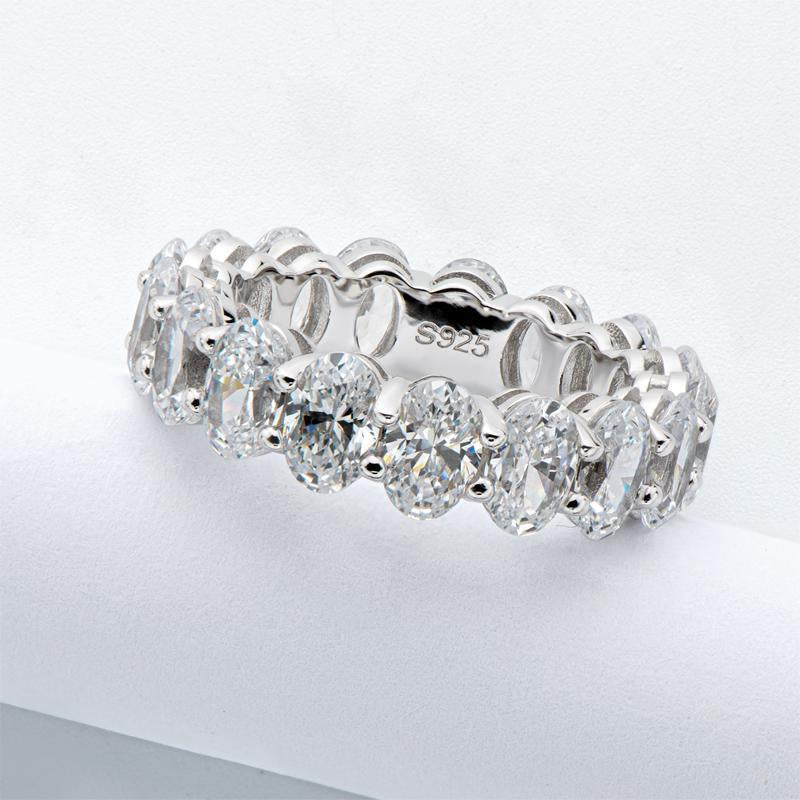 925 Sterling Silver Oval CZ Full Eternity Band