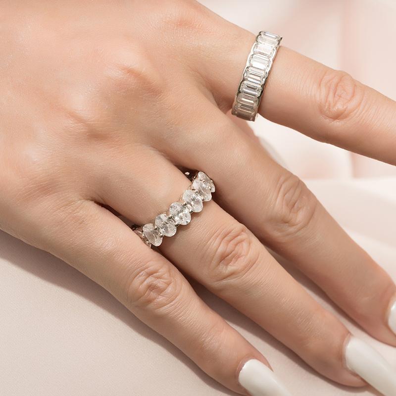 925 Sterling Silver Oval CZ Full Eternity Band