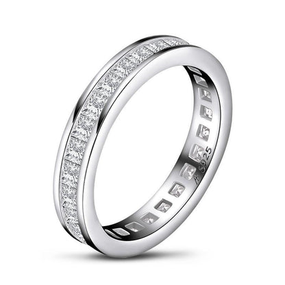 925 Sterling Silver Bezel Princess Cut Full Eternity Band