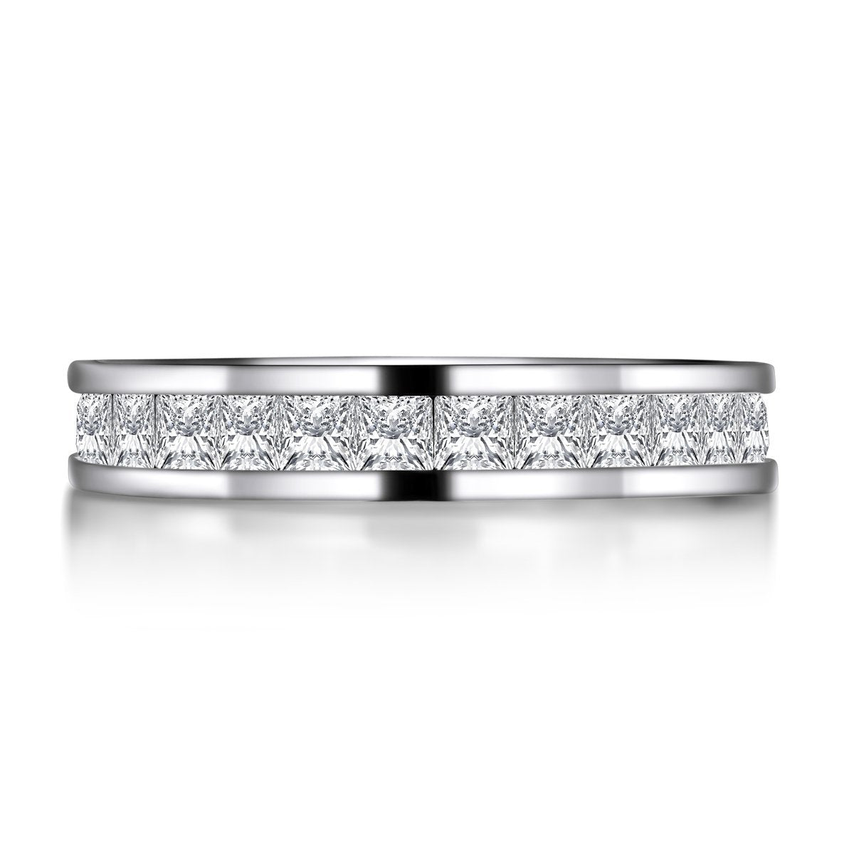 925 Sterling Silver Bezel Princess Cut Full Eternity Band