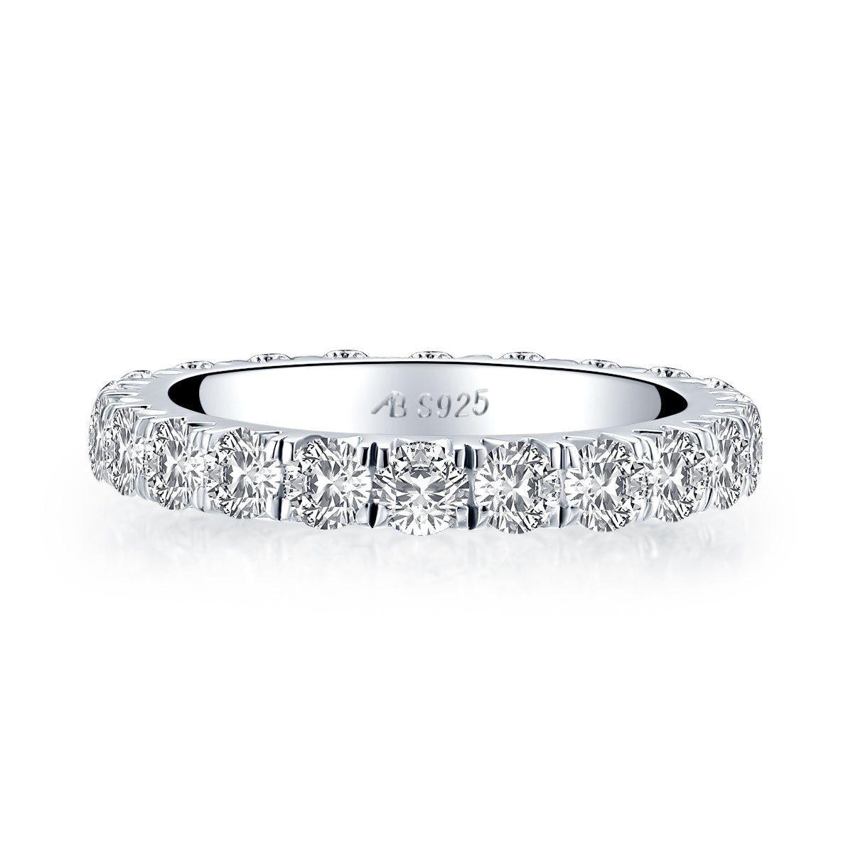 925 Sterling Silver Round CZ Full Eternity Band