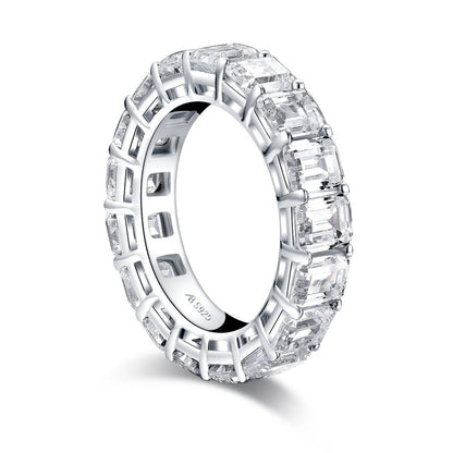 925 Sterling Silver Emerald CZ Full Eternity Band