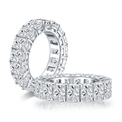 925 Sterling Silver Radiant Created CZ Full Eternity Ring