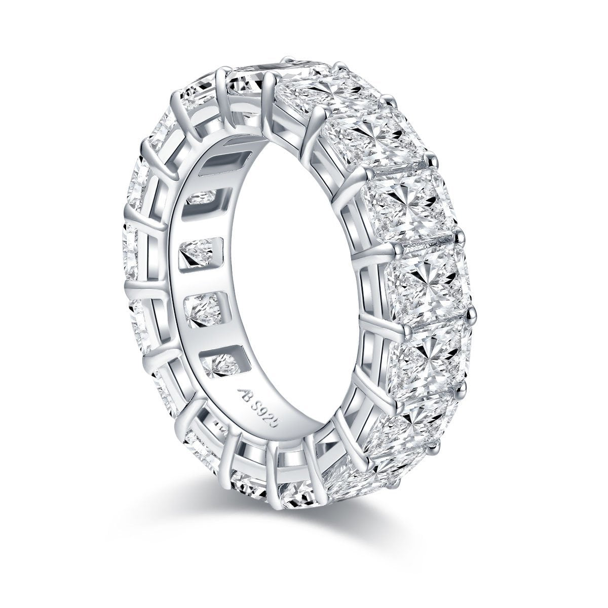 925 Sterling Silver Radiant Created CZ Full Eternity Ring