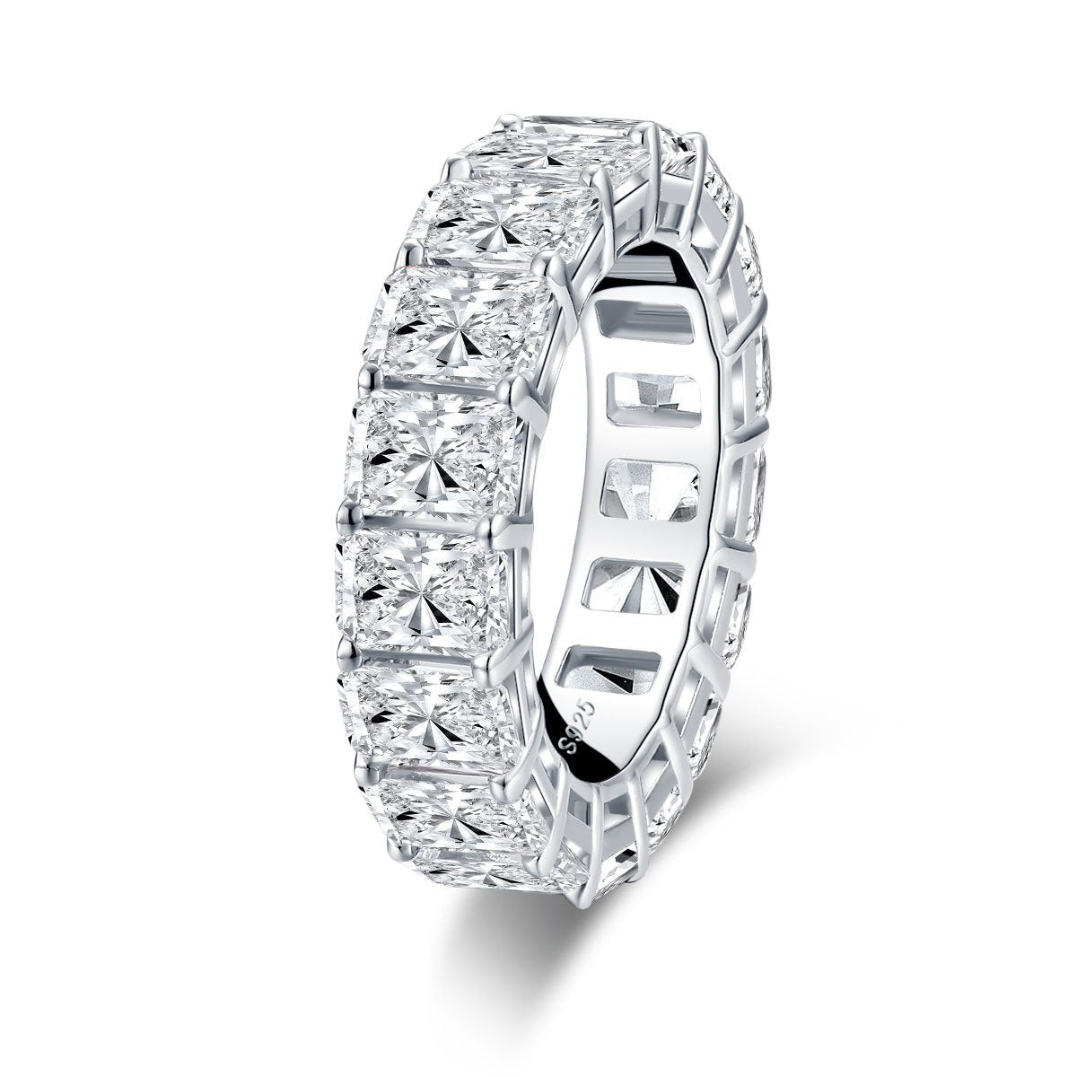 925 Sterling Silver Radiant Created CZ Full Eternity Ring