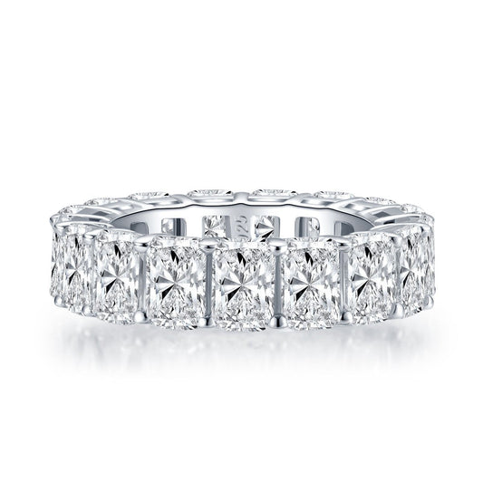 925 Sterling Silver Radiant Created CZ Full Eternity Ring